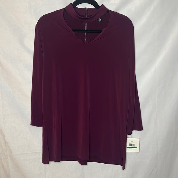 NWT ELLEN TRACY PURPLE CUTOUT BLOUSE (L) - Picture 1 of 9